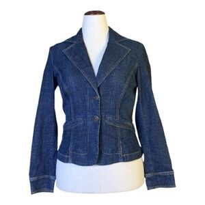 Work‎ to Weekend Women's Classic Fitted Dark Wash Denim Jacket Cotton Size 6